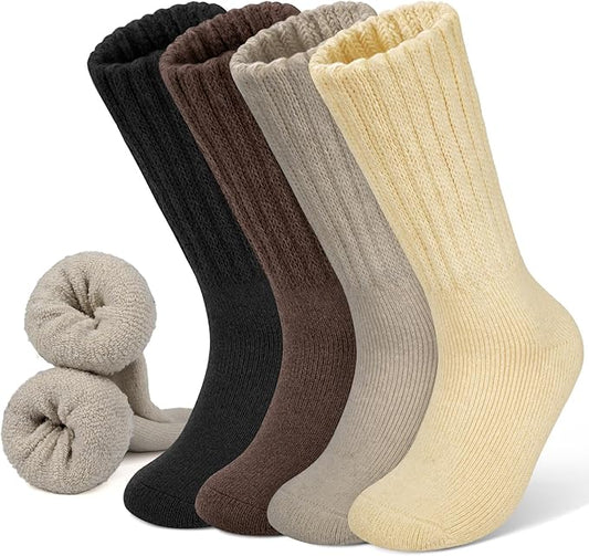 YSense Thermal Wool Socks for Women Thick Winter Boot Socks for Women Warm Cozy Breathable Hiking Socks 4 Pairs