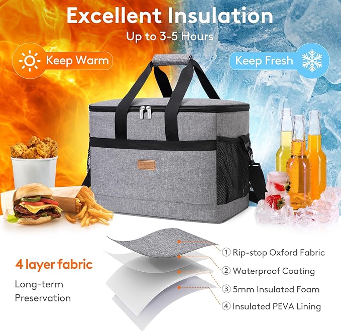 Lifewit Cooler Bag 30/50/60 Cans Collapsible and Insulated Large Lunch Bag Leakproof Soft Cooler Portable Tote for Camping/BBQ/Family Outdoor Activities
