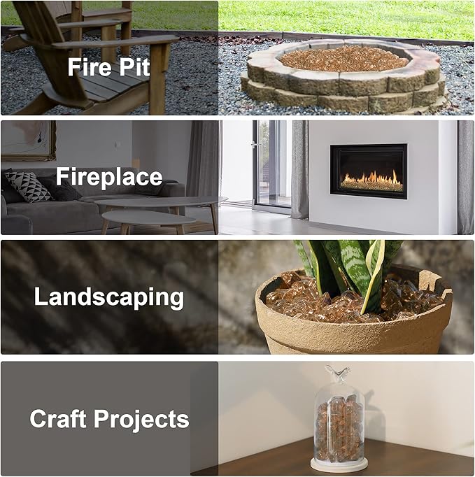 Stanbroil 10-Pound Fire Glass - 1/2 inch Polygon Fire Glass for Fireplace Fire Pit and Landscaping, Elegant Gold