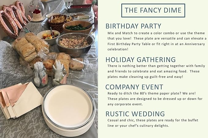 Disposable Paper Plate: Heavy Duty Elegant Eco-Friendly Compostable Paper Plates (50 Count), Tree Free Sugarcane Plate with Color Party Plate (7 inch Blue Dessert/Appetizer Plate)