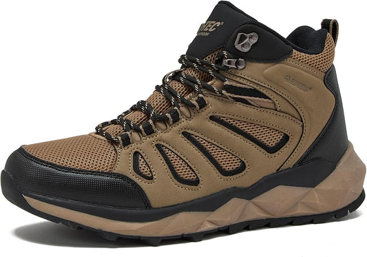 HI-TEC Valley Geo Mid Waterproof Hiking Boots for Men, Lightweight Breathable Outdoor Trekking and Trail Sneakers, Sizes 7 to 15