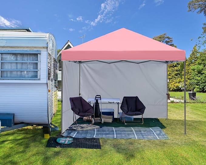 ABCCANOPY Pop up Canopy Tent with 2 Sidewalls for Outdoor Sun Blocking or Rain Protection,10x10, Pink