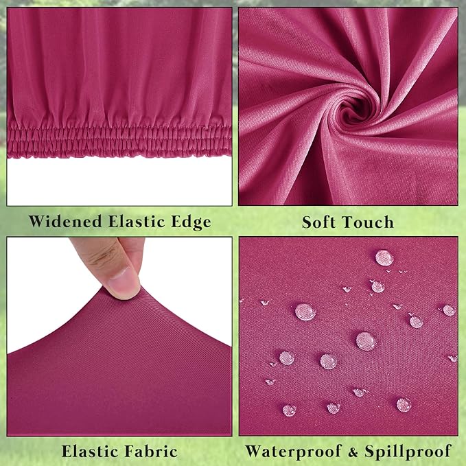 6 Pack Picnic Table Cover Elastic Fitted Outdoor Tablecloths for 8 Foot Rectangle Tables Waterproof Stretch Washable Patio Folding Spandex Table Cloth Camping Banquet Parties (Hot Pink,30" x 96")