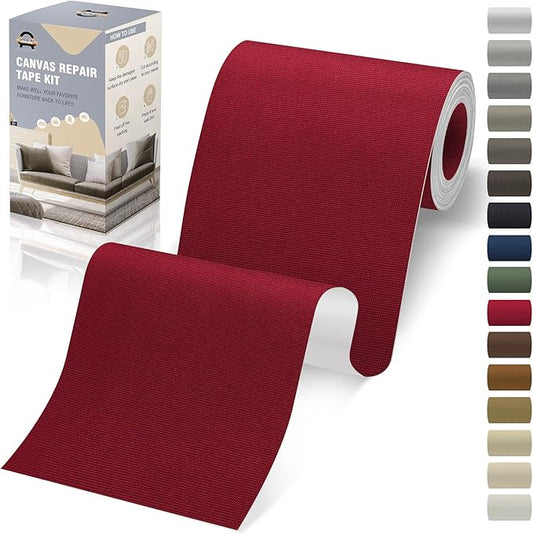 OAZ 4 x 79 inch Canvas Repair Patches Canvas Fabric Patch Self-Adhesive Canvas Repair Tape Waterproof Outdoor Gear Repair Patch Kit for Boat Cover Awning Sofa Chair Couch Tent Bag (Burgundy)