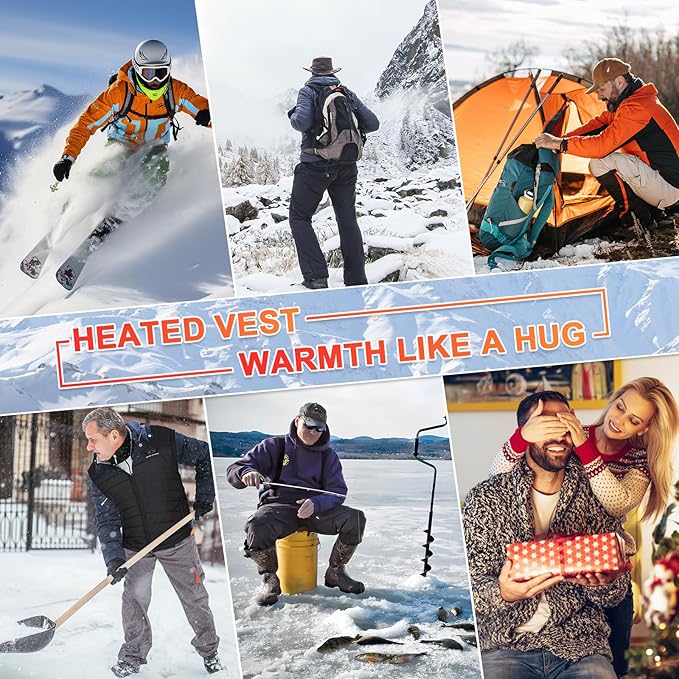 SNOW LEOPARD Heated Vest for Men with Battery Pack Included, 16000mAh 7.4V Rechargeable Men's Heated Vest