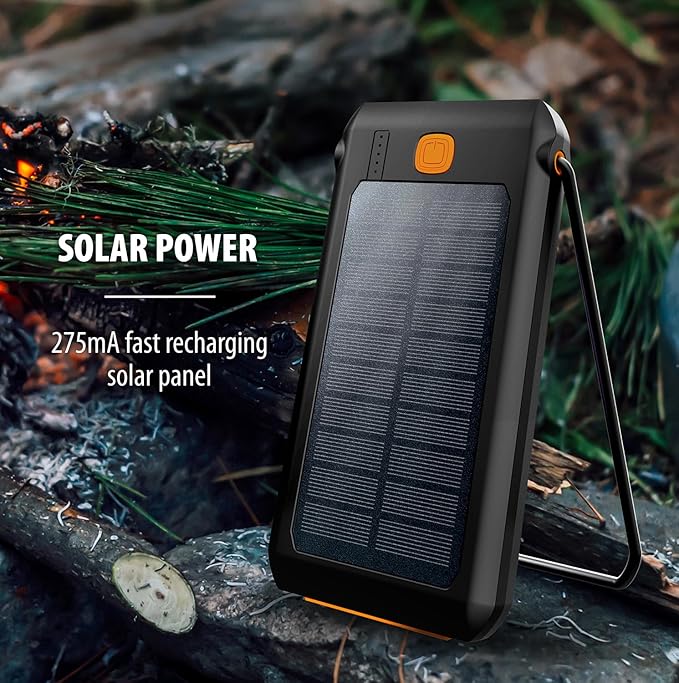 ToughTested Dual 10,000 mAh Solar Power Portable Charger Battery Pack Power Bank IP44 Waterproof and 18 LED Flashlight