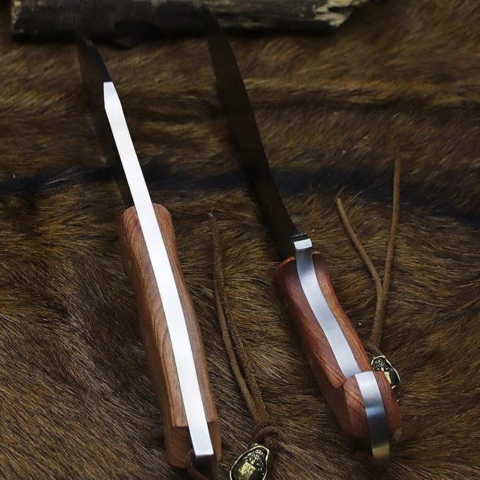 BA-KOR (Survivor III) 35.5CM (14.2 ") DC53 steel 10mm thickened full Tang fixed knife+ leather sheath &(5.9IN) Cerium Igniter, suitable for outdoor hunting, cutting, chopping, camping, obstacle removal, exploration, fishing, EDC, BBQ