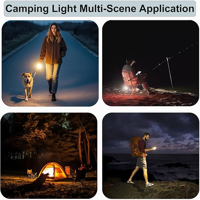 Led Rechargeable Lanterns, Small Camp Light with 8 Light Modes Led Lantern for Tent Camping Outdoor Power Outage Tent Light RGB Camping Lights IP65 Waterproof (Red)