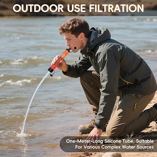 Water Filter Straw, Personal Water Filtration System, Water Purifier, Outdoor Emergency Survival Gear and Equipment for Hiking Camping Accessories Travel Fishing Emergency Preparedness