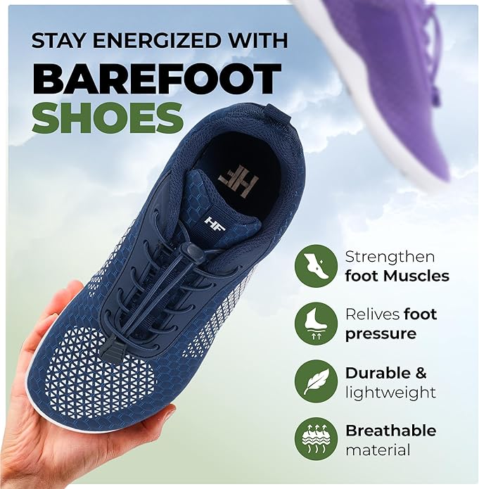HF Cloud-Like Barefoot Shoes for Women & Men - Minimalist Shoes for Women, Arch-Support Breathable Splash-Proof Versatile Ergonomic Pain-Relief Posture-Improvement Hiking Boots Womens