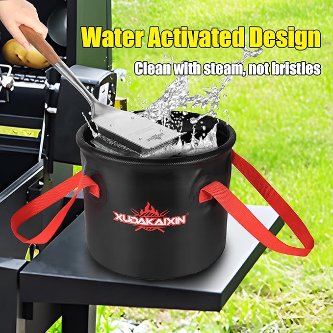 Grill Brush Bristle Free,Unique Steel Fibers Pad [Safe & Efficient] Perfect for Any Grill/Flat Tops Griddles,Style 2