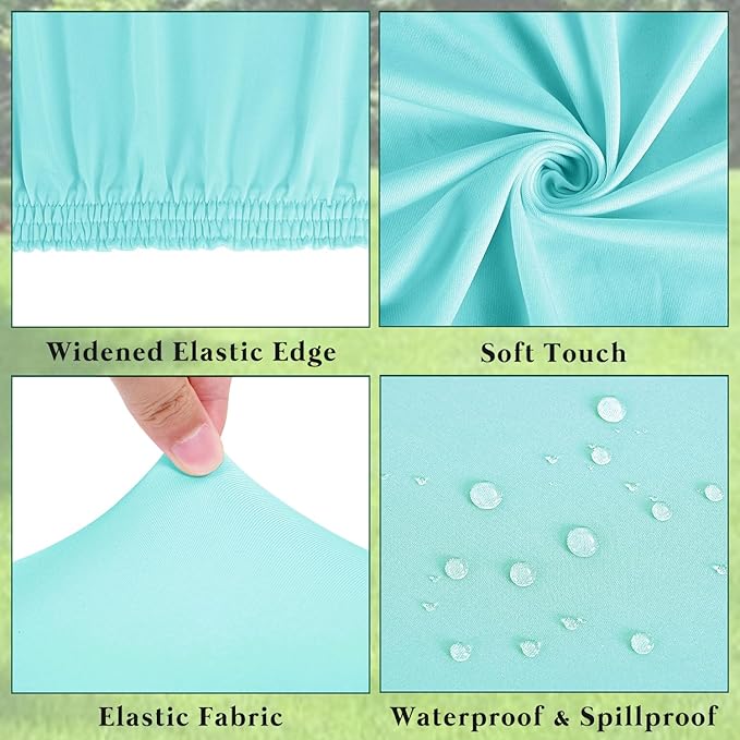 6 Pack Picnic Table Cover Elastic Fitted Tablecloths for 6 Foot Rectangle Tables Waterproof Stretch Washable Patio Folding Outdoor Spandex Tablecloth for Camping Banquet Parties (Aqua Blue,30" x 72")