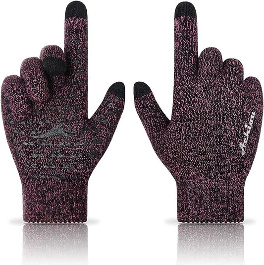 Achiou Winter Gloves, Glove for Men Women, Upgraded Touch Screen Texting Warm Running with Thermal Soft Knit Lining