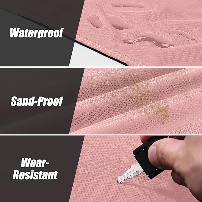 Odoland Beach Blanket Picnic Blanket, 43" x 63" SandProof Waterproof Outdoor Pocket Blanket with Portable Bag, Foldable Lightweight Sand Free Quick Drying Beach Mat for Hiking Camping Travel, Pink