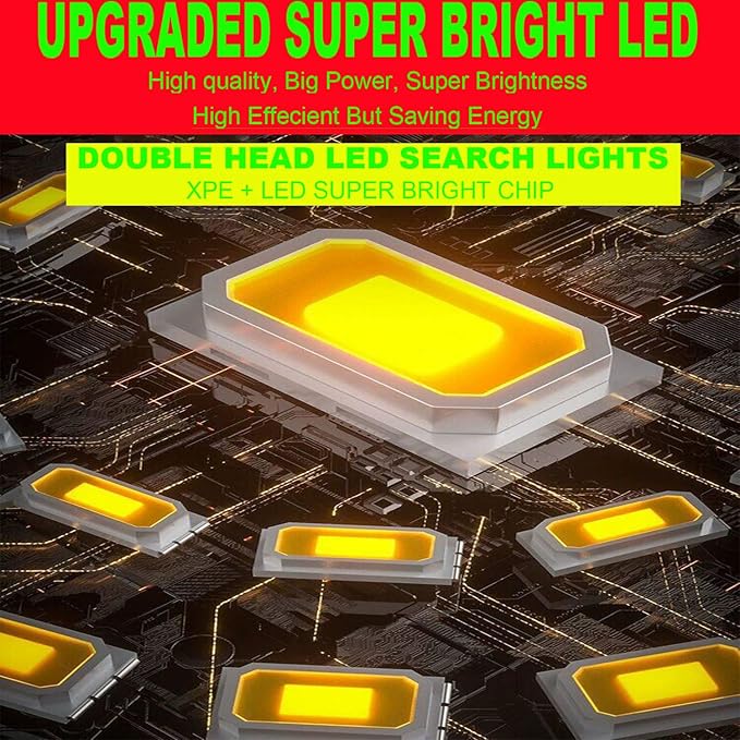 Solar Rechargeable LED Lantern Spotlights, Super Bright 10000LM Handheld LED Searchlight, Multifunction Camping Lantern Flashlight Work Light, 5 Light Modes, Waterproof