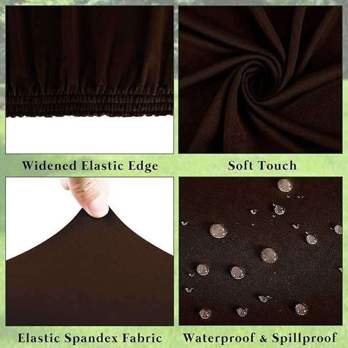 6 Pack Picnic Table Cover Fitted 8 Foot Tablecloth for Rectangle Tables Elastic Waterproof Stretch Washable Patio Folding Outdoor Spandex Table Cloth for Camping Banquet and Parties (Coffee 30" x 96")