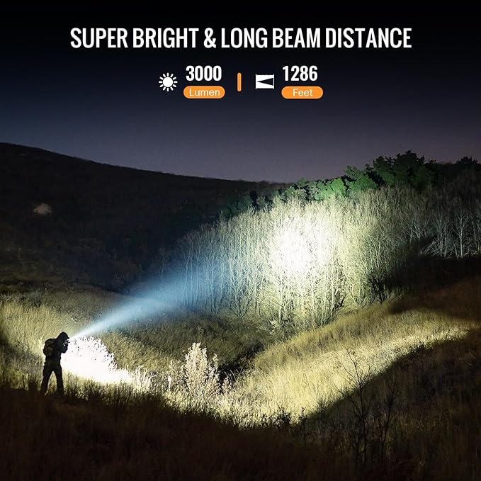 Sofirn SK30 Tactical Flashlight Rechargeable 3000 High Lumens Pocket Flashlight Dual Switches 6 Modes Super Bright IP68 LED Flashlight for Camping, Home, Emergency, Rescue, Hunting, Inspection, Repair