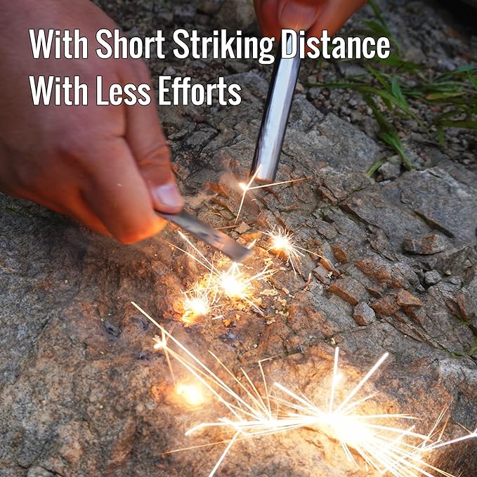 Classic Heavy-Duty Super-Duty Ferro Rod Fire Starter with Premium Ferrocerium Rod Superb Carbon Alloy Steel Striker 550 Paracord Lanyard Handle for Camping Emergency Survival Hiking BBQ EDC
