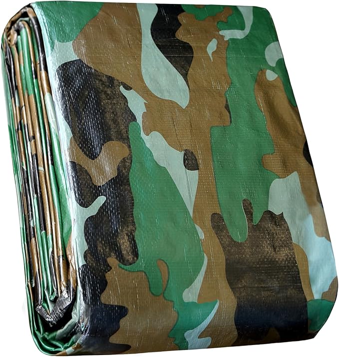 STARPYNG-7 Mil Camouflage 12x16 Feet Tarp-Multifunctional Camo Waterproof Tarpaulin-Waterproof, UV Resistant, Rip and Tear Resistant, Poly Tarpaulin with Reinforced Edges for Cover