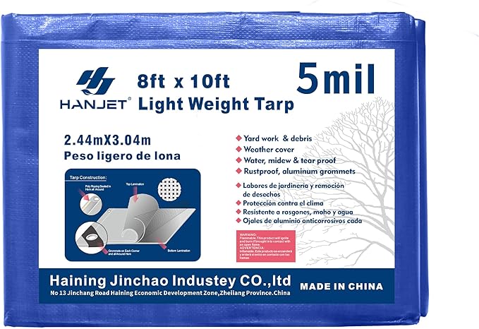 Waterproof Tarps 15 x 20 5-mil Thick Rain Covers Drop Cloths Camping Tarp Blue…
