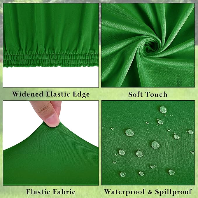 10 Pack Picnic Fitted Table Cover for 8 Foot Tablecloth for Rectangle Tables Waterproof Stretch Washable Folding Indoor and Outdoor Spandex Table Cloth for Camping Banquet Parties (Green,30" x 96")