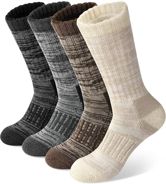 Justay 4 Pairs Merino Wool Socks for Women, Hiking Thermal Warm Winter Cozy Thick Boot Socks for Women Gifts