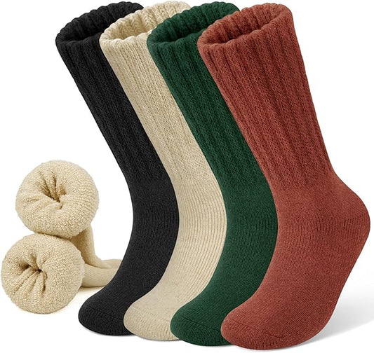 YSense Thermal Wool Socks for Women Thick Winter Boot Socks for Women Warm Cozy Breathable Hiking Socks 4 Pairs
