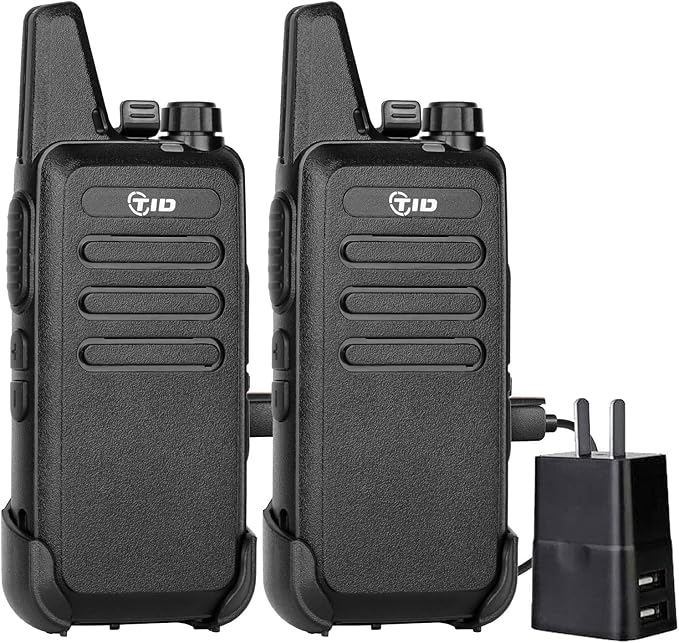 TIDRADIO TD-M8s Walkie Talkies, Portable FRS Two-Way Radios Rechargeable,Hands Free, Long Range, Rugged 2 Way Radios for Adults School Church (2 Pack)