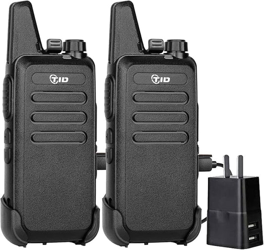 TIDRADIO TD-M8s Walkie Talkies, Portable FRS Two-Way Radios Rechargeable,Hands Free, Long Range, Rugged 2 Way Radios for Adults School Church (2 Pack)