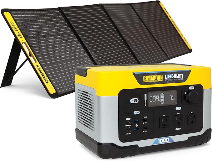 Champion Power Equipment 998-Wh Portable Solar Power Station and 200-Watt Solar Panel