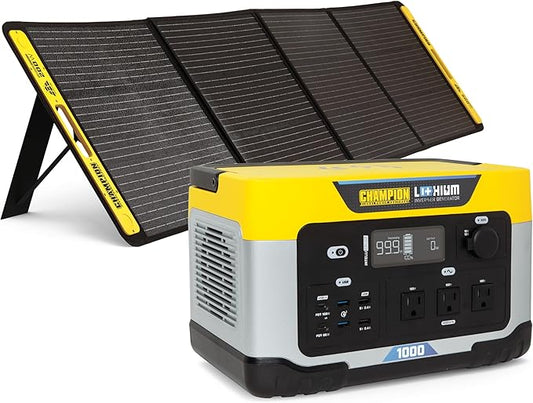Champion Power Equipment 998-Wh Portable Solar Power Station and 200-Watt Solar Panel