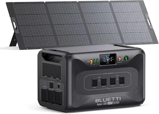 BLUETTI Apex 300 Solar Generator (2025 New) with 350W Solar Panel, 2764.8Wh LFP Battery Backup with 6 3840W AC Outlets (7680W Surge), 120V/240V Dual Voltage, Ideal for Camping and Off-Grid Living