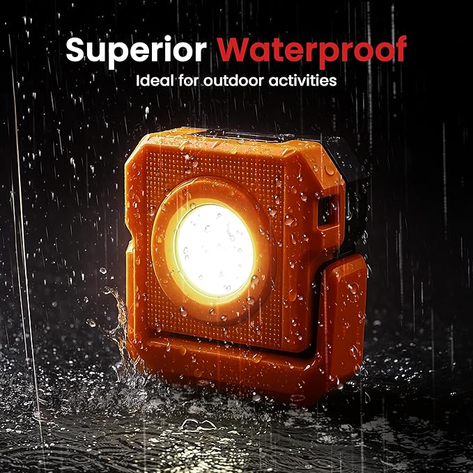 2 Pcs Mini Rechargeable LED Work Light, 550 Lumens Magnetic Flashlight Keychain Lights with Rotatable & Magnet Base Portable Mechanic Light for Car Repairing Outdoors Camping, Orange