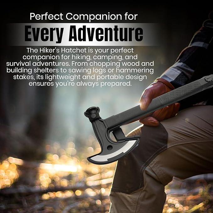 Rite Edge 17.5-Inch Hiker's Hatchet – Multi-Tool Axe with Hidden Saw, Fire Starter, Hammer, and Nylon Fiber Handle – Includes ABS Sheath for Camping and Survival