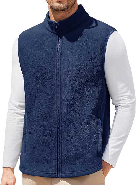 COOFANDY Mens Polar Fleece Vest Lightweight Sleeveless Jacket Warm Zip up Outerwear Vests with Zipper Pockets for Hiking