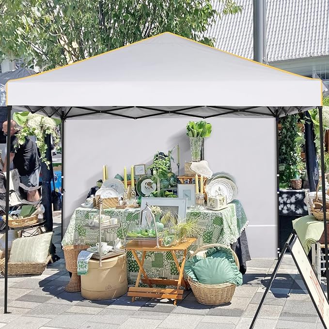 COBIZI 10x10 Canopy Tent with Sidewalls and Mesh Windows 2.0,10x10 Pop up Tent for Parties,Commercial Instant Canopies with Heavy Duty Bag,White Gazebo for Outdoor Activities