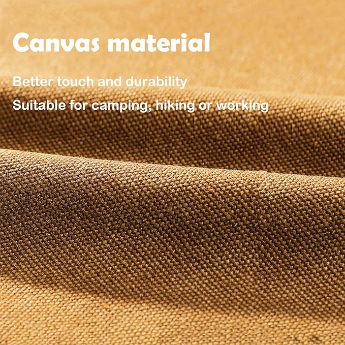 Tent Stakes Bag, Double Layer Tent Pole Pegs Storage Bag, Camping Accessories Large-Capacity Canvas Tool Bag with Zipper for Man Camping, Hiking (40cm Khaki)