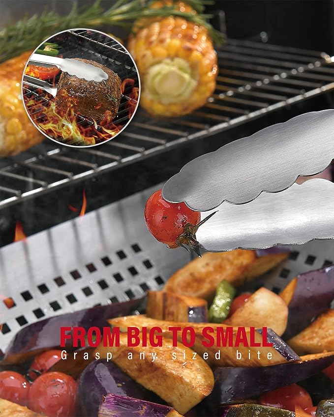 Stainless Steel BBQ Tool Set | Dark-Dyed Wood Handles | Heavy Duty Grilling Accessories | 3-Piece Outdoor Barbecue Grill Utensil Set with Spatula, Fork, and Tongs - Ideal Gift for Men…