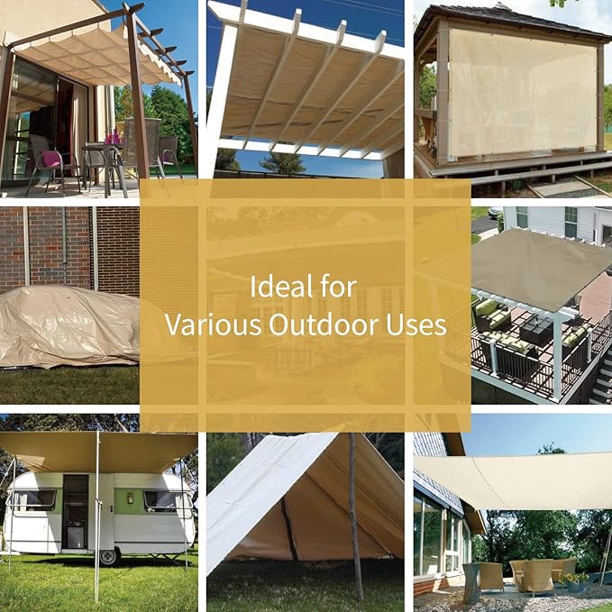 GUARD SHIELD Beige Tarp 12x20 Feet Large Tarps Heavy Duty Outdoor Tarpaulin Cover 12mil