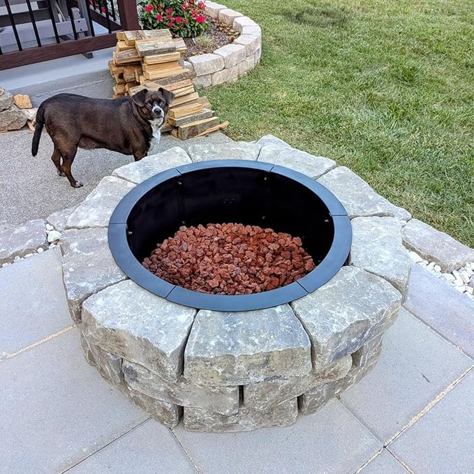 Fire Pit Ring Outdoor Wood Burning Fire Pit Liner 27.5 Inch Camping Fire Ring Painted Steel Firepit Ring Heavy Duty Campfire Ring Above or In-Ground for Bonfire Outdoor Backyard