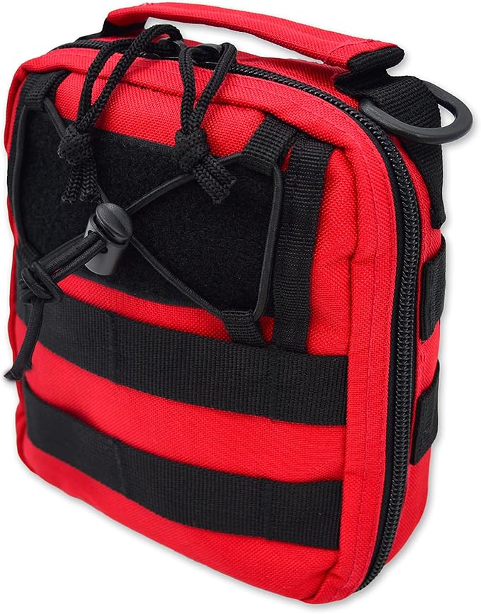 Lightning X Products Premium Nylon MOLLE Pouch Emergency Kit, Ideal for Tactical Medics, Military, Outdoor Enthusiasts (8" x 6.5" x 3", Black or Tan, for Gunshot Wounds & Bleeding Control)