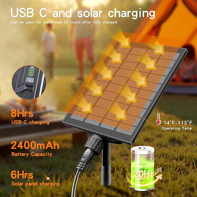 33FT Outdoor Solar String Lights Waterproof with USB Port & Remote Control, Solar Patio Lights Long Last for 20+Hrs, Dimmable LED Shatterproof Bulbs, outdoor lights for Camping Backyard Garden