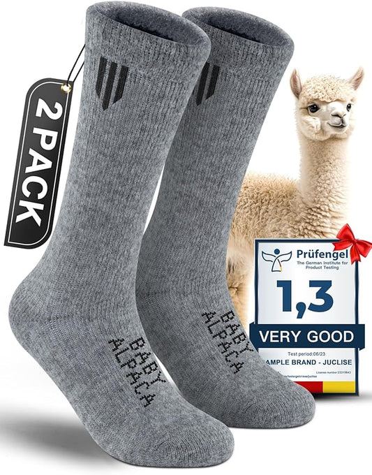Alpaca Wool Boot Socks Men and Women, Heavyweight Thick Thermal Socks Cold Weather Hunting Hiking, Moisture Wicking