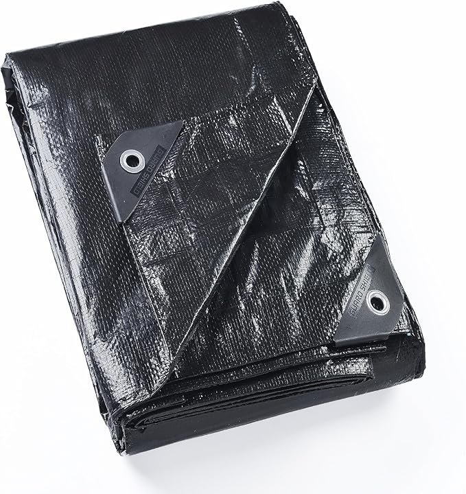 GUARD SHIELD Black Tarp 12x12 Feet Waterproof Tarps Lightweight Camping Tarp Outdoor Multi Purpose Poly Cover 6mil