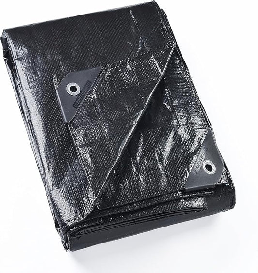 GUARD SHIELD Black Tarp 8x10 Feet Waterproof Tarps Lightweight Camping Tarp Outdoor Multi Purpose Poly Cover 6mil