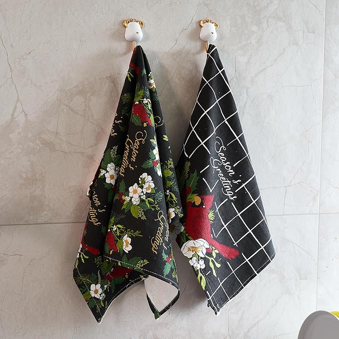 , 100% Cotton Kitchen Towel Set of 4-27.9x18.1 Inches Soft Absorbent Dish Towels, Cute Plaid Neutral Tea Towels for Kitchen Hand Drying & Decor, Oversized Drying Cloths for Dishes