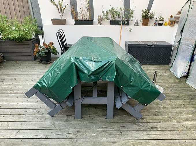 Heavy Duty Tarp Waterproof Outdoor Tarps Multi-Purpose Tear and Rip Proof UV Resistant Green Tarpaulin with Reinforced Grommets and Edges (5mil, 8' x 10')