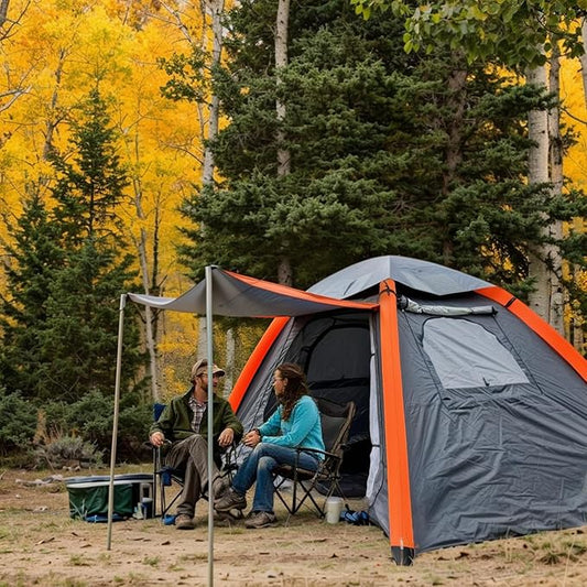Solar Rechargeable 4 Person Inflatable Tents for Camping - Waterproof Beach Family Glamping Tents with Mesh Doors and Windows