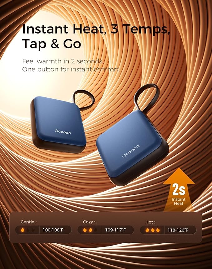OCOOPA Hand Warmers Rechargeable - Stylish Electric Handwarmers, 2S Heating Heated Gloves for Women, Handheld Heater Portable, UL Certified, Christmas Essentials, Unique Gifts, UT5 Nano