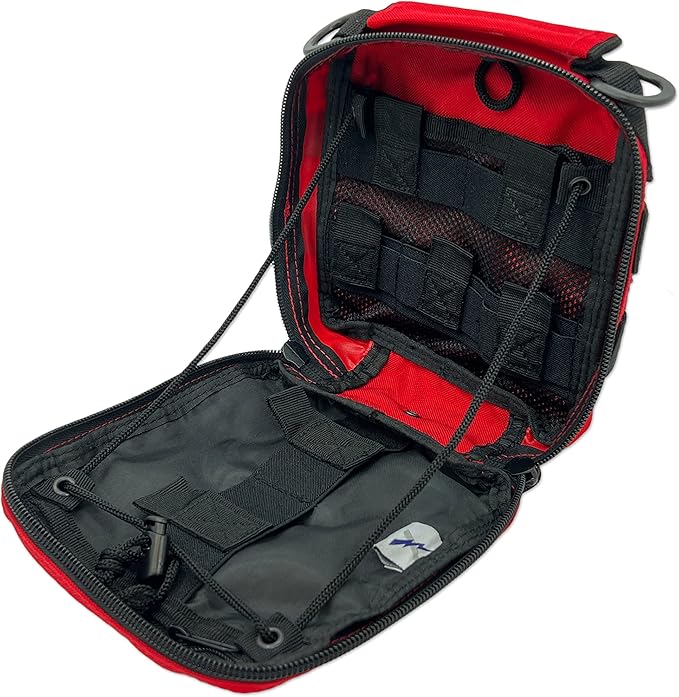 Lightning X Products Premium Nylon MOLLE Pouch Emergency Kit, Ideal for Tactical Medics, Military, Outdoor Enthusiasts (8" x 6.5" x 3", Black or Tan, for Gunshot Wounds & Bleeding Control)